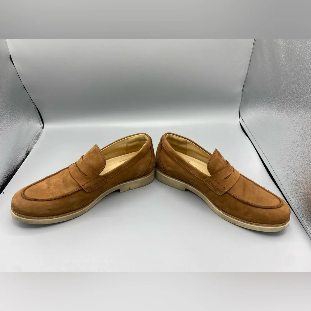 Samuel Hubbard Men's 9.5 Tailored Traveler Penny Loafer Brown Nubuck Leather - Picture 4 of 9